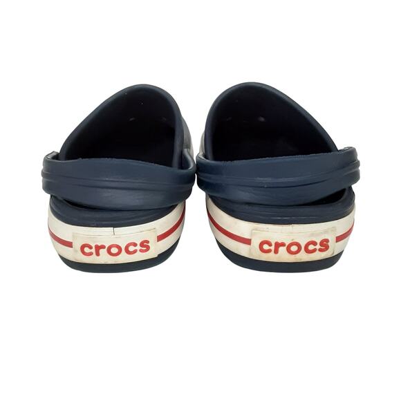 Crocs Kids Crocband Clogs Slip On Navy Blue Stripe Boys 12/13 Water Shoes Retro - Picture 5 of 8